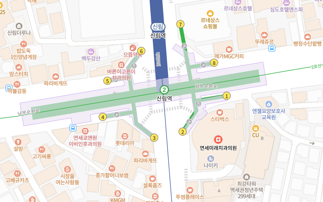 연세미래치과 오시는 길 - 서울시 관악구 신림동 타임스트림 6층